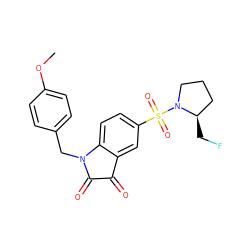 COc1ccc(CN2C(=O)C(=O)c3cc(S(=O)(=O)N4CCC[C@H]4CF)ccc32)cc1 ZINC000103299385