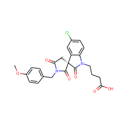 COc1ccc(CN2C(=O)C[C@@]3(C2=O)C(=O)N(CCCC(=O)O)c2ccc(Cl)cc23)cc1 ZINC000014976583