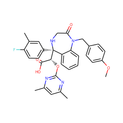 COc1ccc(CN2C(=O)CN[C@](c3ccc(F)c(C)c3)([C@H](Oc3nc(C)cc(C)n3)C(=O)O)c3ccccc32)cc1 ZINC000026675252