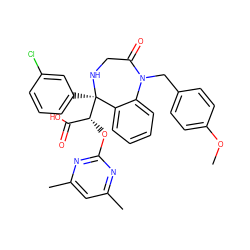 COc1ccc(CN2C(=O)CN[C@](c3cccc(Cl)c3)([C@H](Oc3nc(C)cc(C)n3)C(=O)O)c3ccccc32)cc1 ZINC000026670028