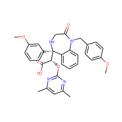 COc1ccc(CN2C(=O)CN[C@](c3cccc(OC)c3)([C@H](Oc3nc(C)cc(C)n3)C(=O)O)c3ccccc32)cc1 ZINC000026672961