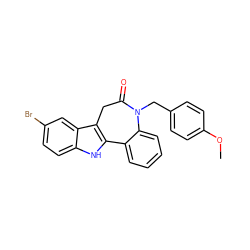 COc1ccc(CN2C(=O)Cc3c([nH]c4ccc(Br)cc34)-c3ccccc32)cc1 ZINC000045254709