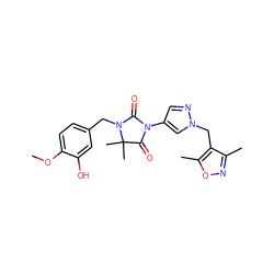 COc1ccc(CN2C(=O)N(c3cnn(Cc4c(C)noc4C)c3)C(=O)C2(C)C)cc1O ZINC000115732355