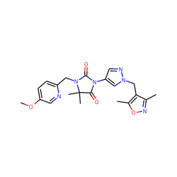 COc1ccc(CN2C(=O)N(c3cnn(Cc4c(C)noc4C)c3)C(=O)C2(C)C)nc1 ZINC000116676614