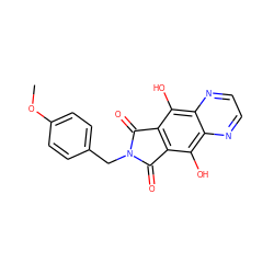 COc1ccc(CN2C(=O)c3c(c(O)c4nccnc4c3O)C2=O)cc1 ZINC000013612263