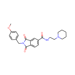 COc1ccc(CN2C(=O)c3ccc(C(=O)NCCN4CCCCC4)cc3C2=O)cc1 ZINC000028884923