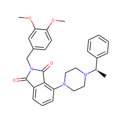 COc1ccc(CN2C(=O)c3cccc(N4CCN([C@H](C)c5ccccc5)CC4)c3C2=O)cc1OC ZINC000045287723