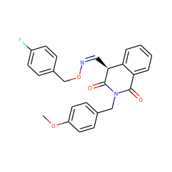 COc1ccc(CN2C(=O)c3ccccc3[C@H](/C=N\OCc3ccc(F)cc3)C2=O)cc1 ZINC000008672037