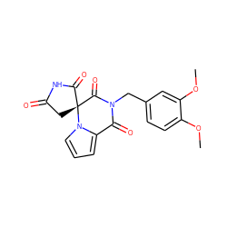 COc1ccc(CN2C(=O)c3cccn3[C@@]3(CC(=O)NC3=O)C2=O)cc1OC ZINC000013781467