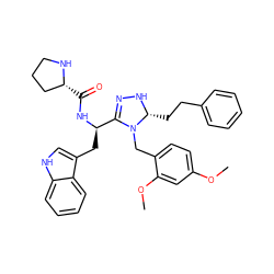 COc1ccc(CN2C([C@@H](Cc3c[nH]c4ccccc34)NC(=O)[C@@H]3CCCN3)=NN[C@@H]2CCc2ccccc2)c(OC)c1 ZINC000028870570