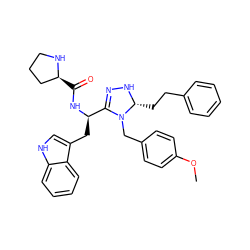 COc1ccc(CN2C([C@@H](Cc3c[nH]c4ccccc34)NC(=O)[C@H]3CCCN3)=NN[C@@H]2CCc2ccccc2)cc1 ZINC000028870557