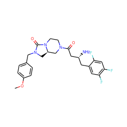 COc1ccc(CN2C[C@@H]3CN(C(=O)C[C@H](N)Cc4cc(F)c(F)cc4F)CCN3C2=O)cc1 ZINC000064448596