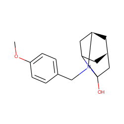 COc1ccc(CN2C3C[C@@H]4C[C@H](C3)CC2(O)C4)cc1 ZINC000072106247