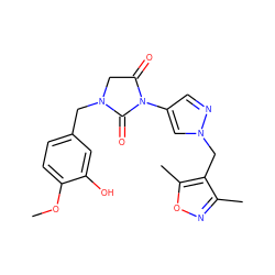 COc1ccc(CN2CC(=O)N(c3cnn(Cc4c(C)noc4C)c3)C2=O)cc1O ZINC000115731575