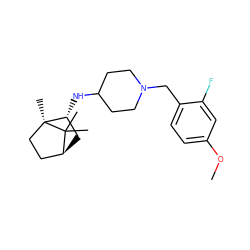 COc1ccc(CN2CCC(N[C@@H]3C[C@H]4CC[C@]3(C)C4(C)C)CC2)c(F)c1 ZINC000040972986