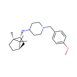 COc1ccc(CN2CCC(N[C@@H]3C[C@H]4CC[C@]3(C)C4(C)C)CC2)cc1 ZINC000040891876