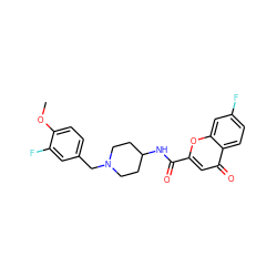 COc1ccc(CN2CCC(NC(=O)c3cc(=O)c4ccc(F)cc4o3)CC2)cc1F ZINC000035984313