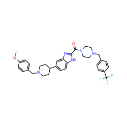 COc1ccc(CN2CCC(c3ccc4[nH]c(C(=O)N5CCN(Cc6ccc(C(F)(F)F)cc6)CC5)nc4c3)CC2)cc1 ZINC001772649234