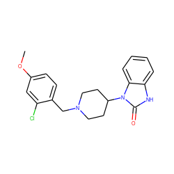 COc1ccc(CN2CCC(n3c(=O)[nH]c4ccccc43)CC2)c(Cl)c1 ZINC000013864303