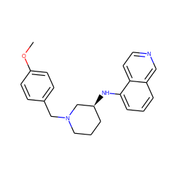 COc1ccc(CN2CCC[C@H](Nc3cccc4cnccc34)C2)cc1 ZINC000114337708
