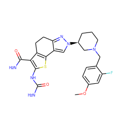 COc1ccc(CN2CCC[C@H](n3cc4c(n3)CCc3c-4sc(NC(N)=O)c3C(N)=O)C2)c(F)c1 ZINC000066098782
