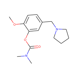 COc1ccc(CN2CCCC2)cc1OC(=O)N(C)C ZINC000299832983