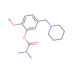 COc1ccc(CN2CCCCC2)cc1OC(=O)N(C)C ZINC000299825818