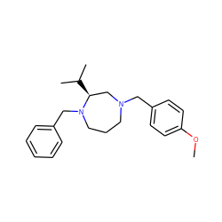 COc1ccc(CN2CCCN(Cc3ccccc3)[C@@H](C(C)C)C2)cc1 ZINC001772574943