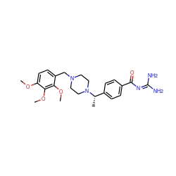 COc1ccc(CN2CCN([C@@H](C)c3ccc(C(=O)N=C(N)N)cc3)CC2)c(OC)c1OC ZINC000071294194