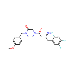 COc1ccc(CN2CCN(C(=O)C[C@H](N)Cc3cc(F)c(F)cc3F)CC2=O)cc1 ZINC000071332621