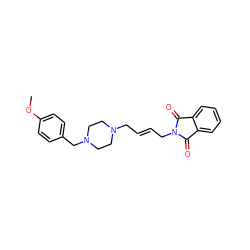 COc1ccc(CN2CCN(C/C=C/CN3C(=O)c4ccccc4C3=O)CC2)cc1 ZINC000653715003