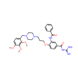 COc1ccc(CN2CCN(CCCOc3ccc(C(=O)NC(=N)N)cc3NC(=O)c3ccccc3)CC2)c(OC)c1OC ZINC000072118852