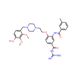 COc1ccc(CN2CCN(CCOc3ccc(C(=O)NC(=N)N)cc3NC(=O)c3cccc(C)c3)CC2)c(OC)c1OC ZINC000072116626