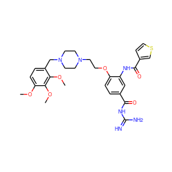 COc1ccc(CN2CCN(CCOc3ccc(C(=O)NC(=N)N)cc3NC(=O)c3ccsc3)CC2)c(OC)c1OC ZINC000072114723