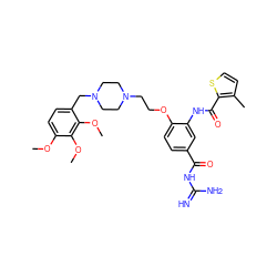 COc1ccc(CN2CCN(CCOc3ccc(C(=O)NC(=N)N)cc3NC(=O)c3sccc3C)CC2)c(OC)c1OC ZINC000072114722