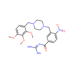 COc1ccc(CN2CCN(Cc3cc(C(=O)N=C(N)N)ccc3[N+](=O)[O-])CC2)c(OC)c1OC ZINC000071295115