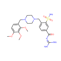 COc1ccc(CN2CCN(Cc3ccc(C(=O)N=C(N)N)cc3S(N)(=O)=O)CC2)c(OC)c1OC ZINC000071281826