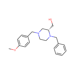 COc1ccc(CN2CCN(Cc3ccccc3)[C@@H](CO)C2)cc1 ZINC000040979303
