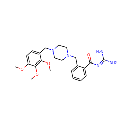 COc1ccc(CN2CCN(Cc3ccccc3C(=O)N=C(N)N)CC2)c(OC)c1OC ZINC000071280930