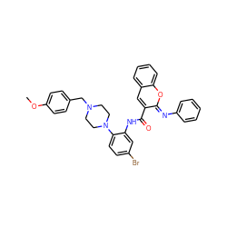 COc1ccc(CN2CCN(c3ccc(Br)cc3NC(=O)c3cc4ccccc4o/c3=N\c3ccccc3)CC2)cc1 ZINC000095604185