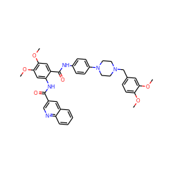 COc1ccc(CN2CCN(c3ccc(NC(=O)c4cc(OC)c(OC)cc4NC(=O)c4cnc5ccccc5c4)cc3)CC2)cc1OC ZINC000028714009