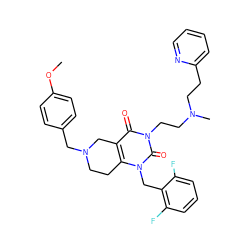 COc1ccc(CN2CCc3c(c(=O)n(CCN(C)CCc4ccccn4)c(=O)n3Cc3c(F)cccc3F)C2)cc1 ZINC000028864120