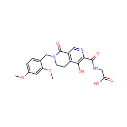 COc1ccc(CN2CCc3c(cnc(C(=O)NCC(=O)O)c3O)C2=O)c(OC)c1 ZINC000169710955