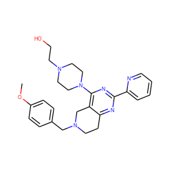 COc1ccc(CN2CCc3nc(-c4ccccn4)nc(N4CCN(CCO)CC4)c3C2)cc1 ZINC000653803819