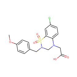 COc1ccc(CN2CN(CC(=O)O)c3ccc(Cl)cc3S2(=O)=O)cc1 ZINC000653850986