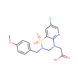 COc1ccc(CN2CN(CC(=O)O)c3ncc(Cl)cc3S2(=O)=O)cc1 ZINC000071296206