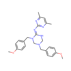 COc1ccc(CN2CN/C(=N\c3nc(C)cc(C)n3)N(Cc3ccc(OC)cc3)C2)cc1 ZINC000019320888