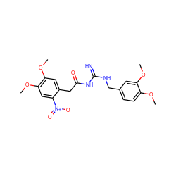 COc1ccc(CNC(=N)NC(=O)Cc2cc(OC)c(OC)cc2[N+](=O)[O-])cc1OC ZINC000299829348