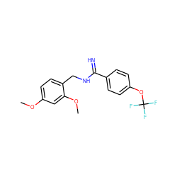 COc1ccc(CNC(=N)c2ccc(OC(F)(F)F)cc2)c(OC)c1 ZINC000103259113