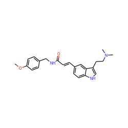 COc1ccc(CNC(=O)/C=C/c2ccc3[nH]cc(CCN(C)C)c3c2)cc1 ZINC000000840177